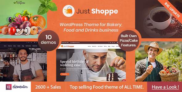 Justshoppe - Elementor Cake, Bakery & Food WordPress