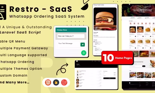 Restro SaaS - Multi Restaurant Online WhatsApp Food Ordering System SaaS