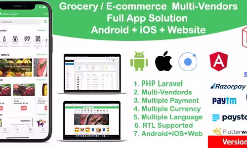 Grocery / Delivery services / ecommerce multi vendors(Android + iOS + Website) ionic 7 / Laravel 12.0