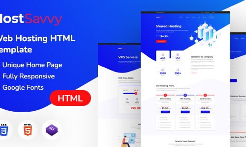HostSavvy | Web Hosting HTML Template