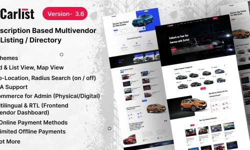 Carlist - Multivendor Car Listing / Dealer / Directory Website (Subscription Based)