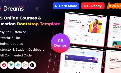 Dreams LMS - Online Courses & Learning Management Admin Dashboard
