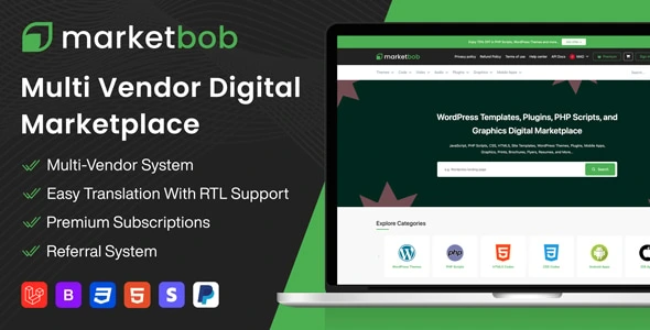 Marketbob - Multi-Vendor Digital Marketplace (SAAS)