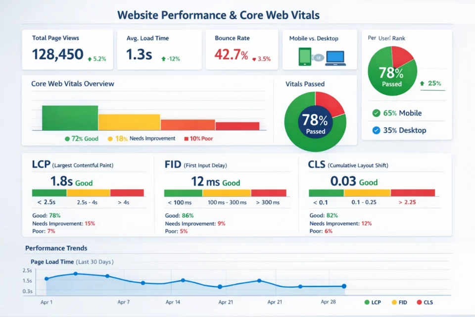 website performance and core vital metrics
