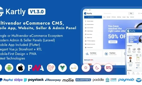 Kartly - Multivendor eCommerce CMS, Mobile App, Website, Seller and Admin Panel
