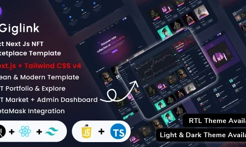 Next.js NFT Marketplace Landing Admin Dashboard Template