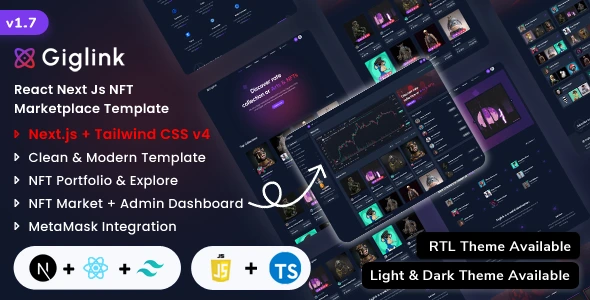 Next.js NFT Marketplace Landing Admin Dashboard Template