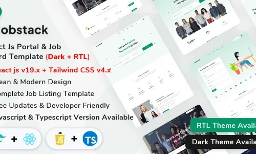 Jobstack - React Js Job Portal & Job Board Template (Javascript + Typescript)